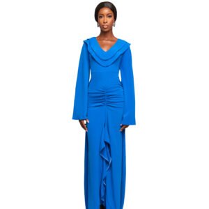 Royal Sapphire Draped Maxi Dress