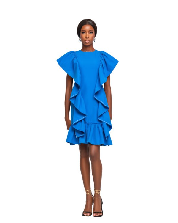 DSC02161-1 Azure Cascade Ruffle Mini Dress