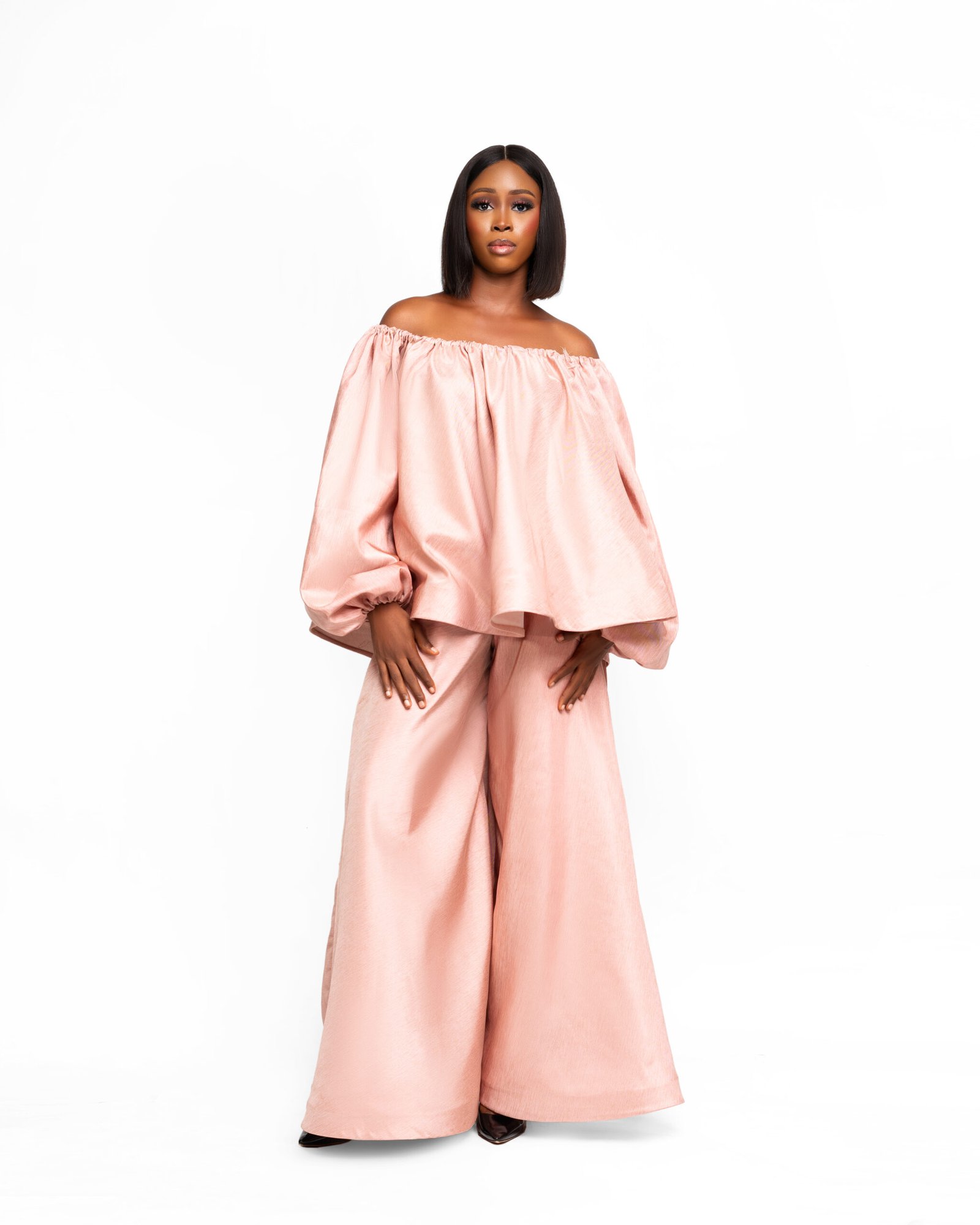 Blush Elegance Off-Shoulder Set