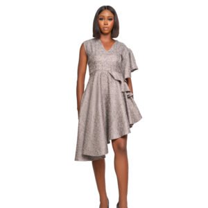 Asymmetrical Ruffle Sleeve Dress