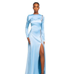 Sky Satin Slit Gown